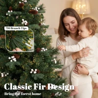 HOMCOM 6ft Christmas Tree with 716 Branch Tips, Easy-Assembly Hinged Design, Artificial Fir Xmas Tree for Home Office Holiday(m-5)