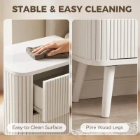 HOMCOM Modern Nightstand Set of 2, Bedside Table with 2 Drawers, Side End Table for Bedroom, Living Room, White Wood Grain(m-7)