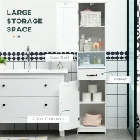 kleankin 3-Piece Bathroom Furniture Set, Modern Bathroom Storage Cabinet with Drawers and Shelves, Tall and Small Floor Cabinets, Wall-mounted Medicine Cabinet, White(m-6)