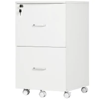 Vinsetto 2 Drawer File Cabinet with Lock, Small Rolling Filing Cabinet for A4, Letter-Size Documents, Printer Stand for Home Office, 17" x 17.75" x 28.25", White(m-14)