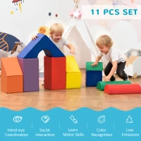 Soozier 11 Piece Soft Play Blocks Kids Climb and Crawl Gym Toy Foam Building Light Colour(m-4)