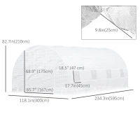 Outsunny 20x10x7ft Heavy Duty Tunnel Walk-in Greenhouse Outdoor Backyard Seed Plant Vegetables Grow Warm House White(m-3)