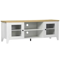 HOMCOM Fireplace TV Stand for TVs up to 60 inches, Wood TV Cabinet w/ Storage Doors or Living Room, Office, White and Oak(m-2)