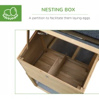 PawHut 69" Wooden Chicken Coop, Poultry Cage Hen House with Connecting Ramp, Removable Tray, Ventilated Window and Nesting Box, Natural(m-6)
