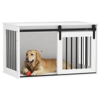 PawHut 39" Dog Crate Furniture, Dog Crate End Side Table for Large Dogs, White(m-9)