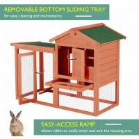 PawHut 48" Weatherproof Wooden Rabbit Hutch With Slant Roof And Screened Outdoor Run, Red(m-6)