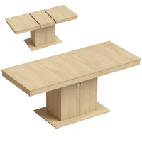 HOMCOM Folding Dining Table Extendable Kitchen Table Storage Cabinet Adjustable Shelf 6-8 People Natural(m-13)