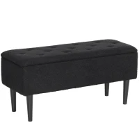 HOMCOM Modern Storage Bench, Ottoman with Storage and Lamb's Wool Upholstery for Living Room, Bedroom, Black(m-9)