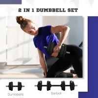 Soozier 33LBS 2-in-1 Adjustable Barbell & Dumbbells Set, Weights Set with Non-slip Handles for Men and Women Home Gym Training(m-4)