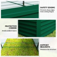 Outsunny 8 x 4 x 2ft Galvanized Raised Garden Bed, Reinforced Outdoor Planter Box with Open Bottom, Green(m-7)