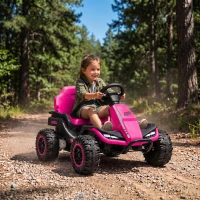 Qaba 24V Kids Electric Ride On Car with Dual Motors, Remote Control, 4-Wheel Suspension, Soft Start for 3-6 Years, Pink(m-10)