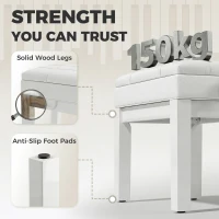HOMCOM Faux Leather Keyboard Bench, 24.8" Adjustable Piano Bench with Padded Cushion and Storage, White(m-7)
