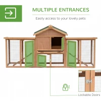 PawHut Wooden Chicken Coop, Outdoor Backyard Garden Large Rabbit Hutch with Nesting Box, Run, Ramp, Drawer(m-5)