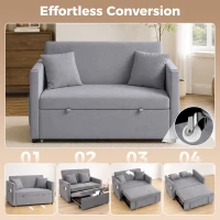 HOMCOM 52" Sofa Bed, Holland Velvet Loveseat Pull Out Sleeper Sofa with USB Ports, Adjustable Backrest, Side Pockets, Dark Grey(m-4)