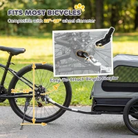 PawHut Dog Bike Trailer for Small & Medium Dogs up to 44 lbs, Universal Bicycle Coupler, Flip-Down Ramp Tailgate, Grey(m-5)