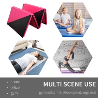 Soozier 4'x10'x2" Folding Gymnastics Tumbling Mat, Exercise Mat  with Carrying Handles for Yoga, MMA, Martial Arts, Stretching, Core Workouts, Pink and Black(m-7)