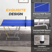 Soozier 9' x 5' Full Size Table Tennis Table, Folding Ping Pong Table with Paddles and Balls, Blue(m-6)