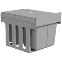 HOMCOM Pull Out Bin, Under Sink Garbage Can with 2 Removable Compartments (4 gallon Each) for Kitchen Waste, Light Grey(m-2)