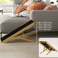 PawHut 33" Foldable Dog Ramp with 4-Level Adjustable Height for Bed, Couch, for Small and Medium Dogs, Natural Wood(m-5)