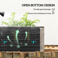 Outsunny 6'x1.5'x1.4' Galvanized Raised Bed, Large Elevated Planter Box for Growing Flowers, Herbs and Vegetables, Dark Grey(m-5)