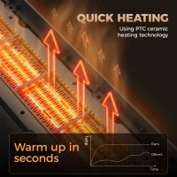 HOMCOM Space Heater with Realistic Flame Effect, 1500W Ceramic Electric Heater with Adjustable Thermostat, Oscillation, Timer(m-7)