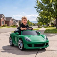 Qaba 12V Kids Ride On Car, Licensed Porsche Carrera GT with Remote, Rear Suspension, Smooth Start for Ages 3-6, Green(m-10)