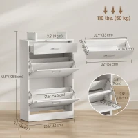 HOMCOM Shoe Cabinet, Slim Shoe Organizer Cabinet with 2 Flip Drawers, Adjustable Shelves, Drawer and Glass Top(m-3)