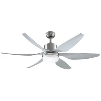 HOMCOM Reversible Ceiling Fan with Light, 6 Blades Indoor Modern Mount LED Lighting Fan with Remote Controller, for Bedroom, Living Room, Silver(m-16)