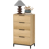 HOMCOM Dresser for Bedroom, 4 Drawer Dresser Tower, Chest of Drawers for Hallway, Entryway, Closet, Natural(m-2)