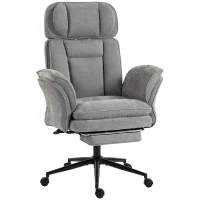 HOMCOM Criss Cross Office Chair with Flip Armrests, Adjustable Headrest, Swivel Tilt Reclining Desk Chair with Wheels, Gray(m-1)