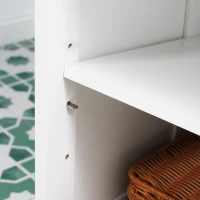 kleankin Modern Bathroom Floor Cabinet with Open Shelf, Freestanding Storage Organizer Unit with Single Door for Home Office, Living Room, White(m-7)