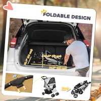 PawHut Cat Dog Stroller, One-click Foldable Pet Stroller w/Cup Holder, 4 Wheels Travel Carrier w/Brakes, 360° Swiveling Front Wheels, Storage Basket, for XS/Small Dogs Cats, Grey(m-6)