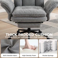 HOMCOM Criss Cross Office Chair with Flip Armrests, Adjustable Headrest, Swivel Tilt Reclining Desk Chair with Wheels, Gray(m-6)