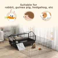 PawHut Guinea Pig Cage with Foldable Detachable Playpen, Rolling Rabbit Chinchilla Hedgehog Bunny Cage Small Animal Habitat with Water Bottle, Hay Feeder, 47" x 67" x 24.5"(m-5)