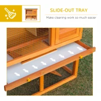 PawHut Wooden Rabbit Hutch, Indoor Outdoor Bunny Cage with Run, 2- Level Guinea Pig House with Slide-Out Tray, Waterproof Roof, Yellow(m-6)