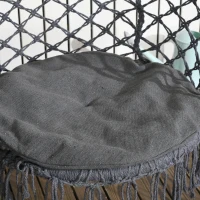 Outsunny Hanging Hammock Chair, Cotton Rope Porch Hammock Swing with Metal Frame and Cushion, Large Macrame Seat for Patio, Garden, Bedroom, Living Room,  Dark Grey(m-9)