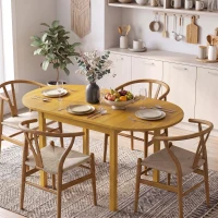 HOMCOM 55" Wood Kitchen Table, Drop Leaf Tables for Small Spaces, Oak(m-7)