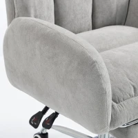 HOMCOM Cross Legged Office Chair with Footrest, 90°-180° Flip Armrests, Task Desk Chair, Light Grey(m-9)