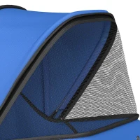 PawHut 3 Wheels Foldable Dog Stroller with Storage Basket, Adjustable Canopy, Cupholder for Miniature and Small Dogs, Blue(m-10)