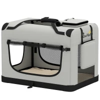 PawHut Pet Carrier Bag, Soft-Sided Dog Carrier for Extra Large Dogs, Portable Pet Travel Bag, Light Grey(m-2)