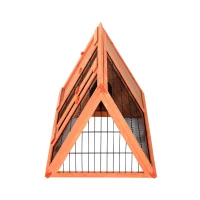 PawHut 47" Triangular Wooden Rabbit Hutch Bunny Guinea Pig House Small Animal Cage Backyard Garden Habitat(m-10)