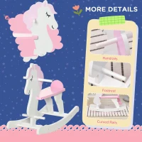 Qaba Little Wooden Rocking Horse Toy for Kids' Imaginative Play, Children's Small Baby Rocking Horse Ride-on Toy for Toddlers 1-3, Pink and White(m-6)