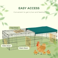 PawHut Small Animal Cage with Roof, Indoor/Outdoor Use, for Chicken, Rabbits, Chinchillas, 73" x 30" x 20", Green(m-6)
