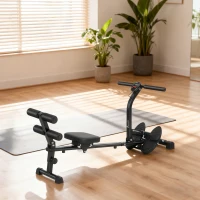 Soozier Hydraulic Rowing Machine with LCD Monitor, Sit-Up Function for Home Gym, Black(m-8)