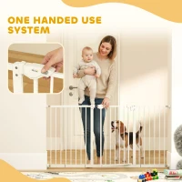 PawHut 30 Inch Tall Pet Gate with Door Dog Gate and Barrier Indoor for Stairs Includes 7", 8", 12" Extensions Kit(m-6)