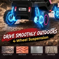 Qaba 24V Kids Electric Ride On Car with Dual Motors, Remote Control, 4-Wheel Suspension, Soft Start for 3-6 Years, Pink(m-7)