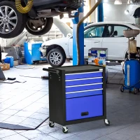 DURHAND 4-Drawer Tool Chest with 4 Wheels, Rolling Tool Box and Storage Cabinet, Portable Tool Organizer for Garage, Blue(m-10)