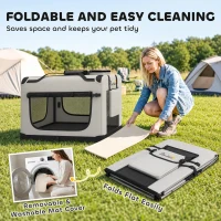 PawHut Pet Carrier Bag, Soft-Sided Dog Carrier for Extra Large Dogs, Portable Pet Travel Bag, Light Grey(m-6)