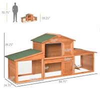 PawHut 2-Story Wooden Rabbit Hutch Backyard Bunny Cage Small Animal  House with Outdoor Run(m-3)