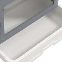 PawHut Cat Litter Box, Front Enter & Top Exit Cat Litter Tray with Scoop, Pull-out Tray, Easy to Clean, Grey(m-12)